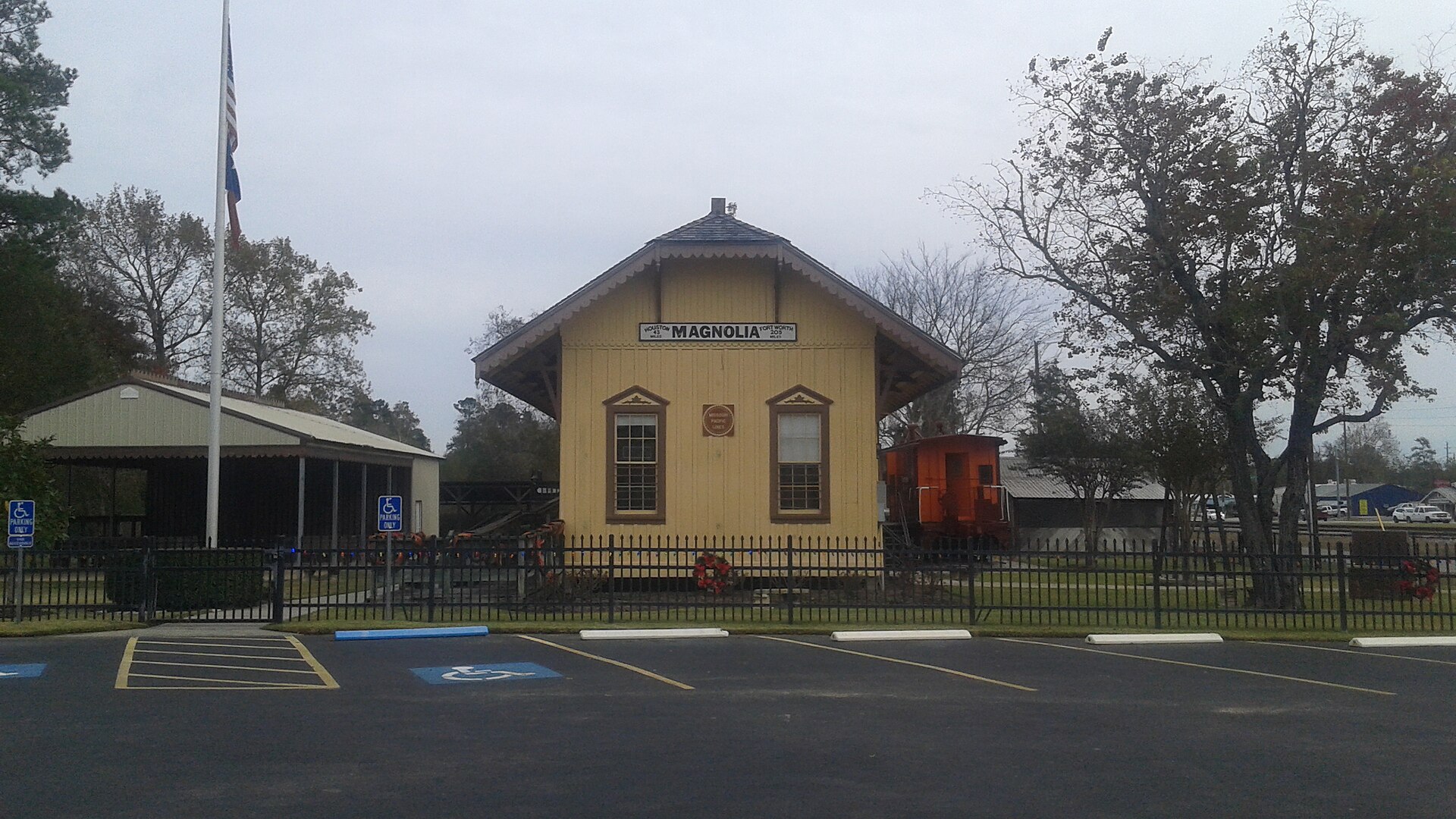The historic Magnolia railroad depot in Magnolia, Texas